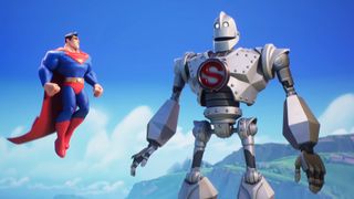 Iron Giant floats alongside Superman in MultiVersus trailer.