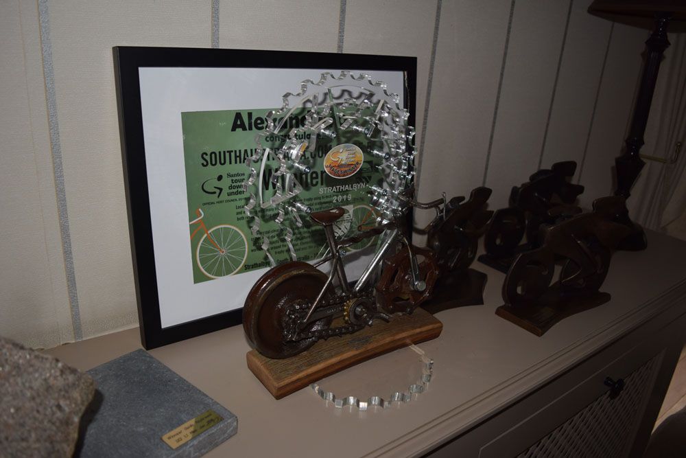 Some of the trophies on show at Jasper Philipsen's childhood home