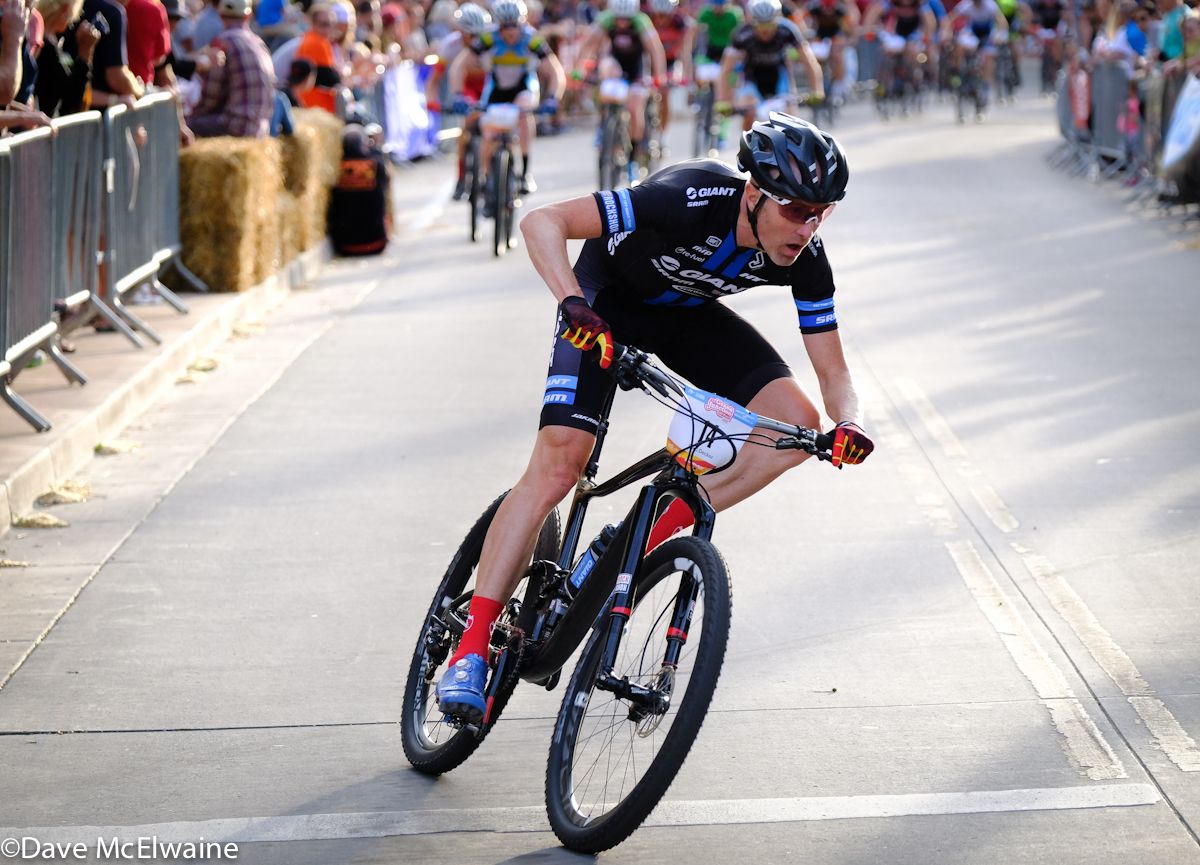 Carl Decker (Team Giant) took a flier and held off the peloton for a lap or so.
