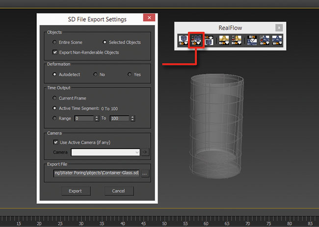 Send your geometry from 3ds Max to RealFlow