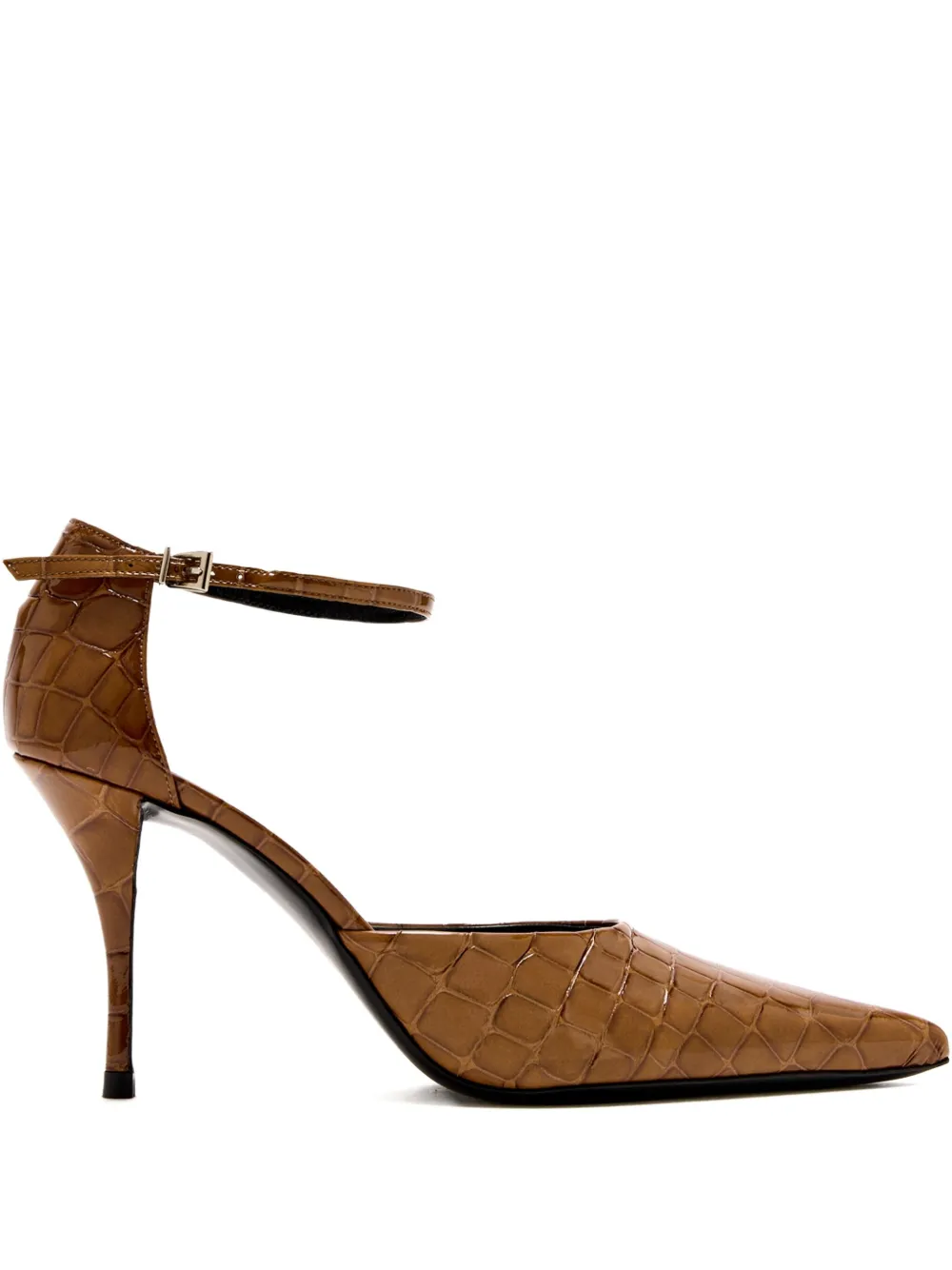 Jude 90mm Court Ankle-Strap Crocodile-Effect Pumps | 37