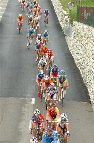 Things begin to stretch out on one of the climbs.