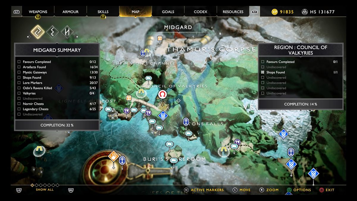 God of War treasure map locations