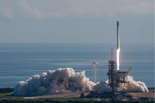 A SpaceX Falcon 9 rocket launches the U.S. Air Force's robotic X-37B space plane on Sept. 7, 2017.
