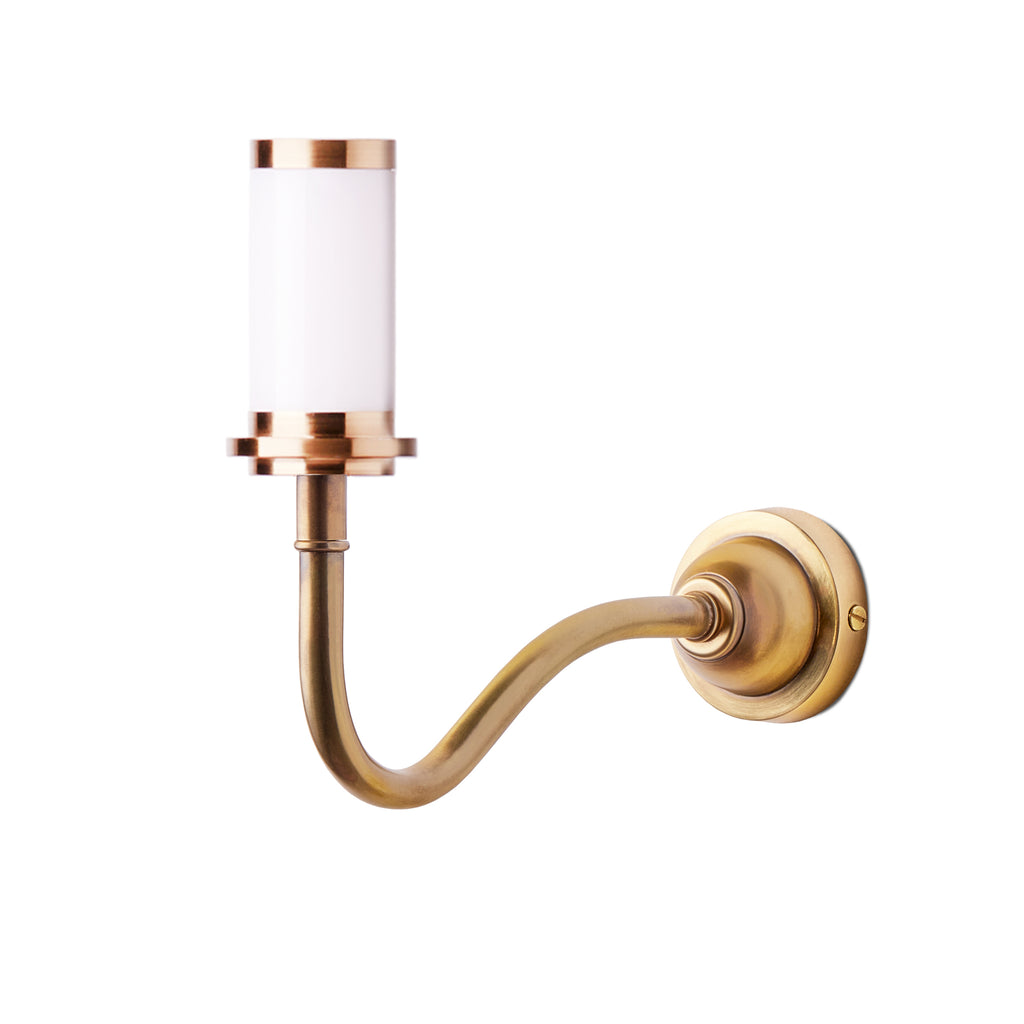 Swan Neck Rechargeable Wall Fitting in Antique Brass