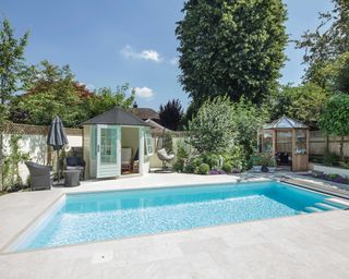Swimming pool in medium-sized back garden