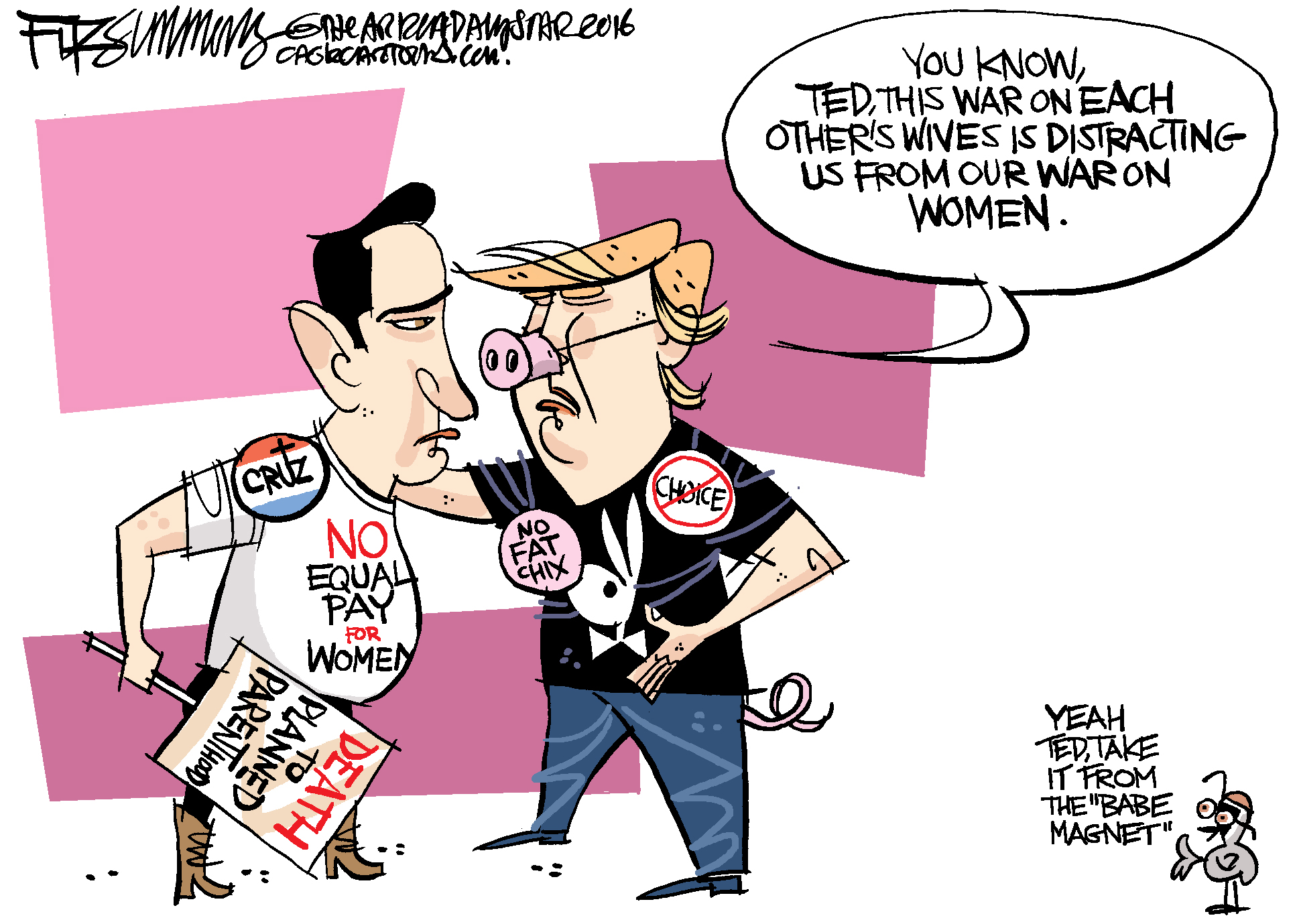 Political Cartoon U.S. Trump Cruz Women 2016