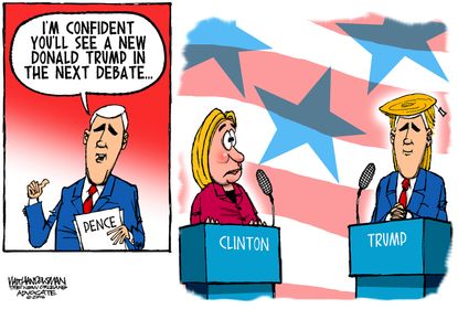 Political cartoon U.S. 2016 election Hillary Clinton new Donald Trump presidential debate