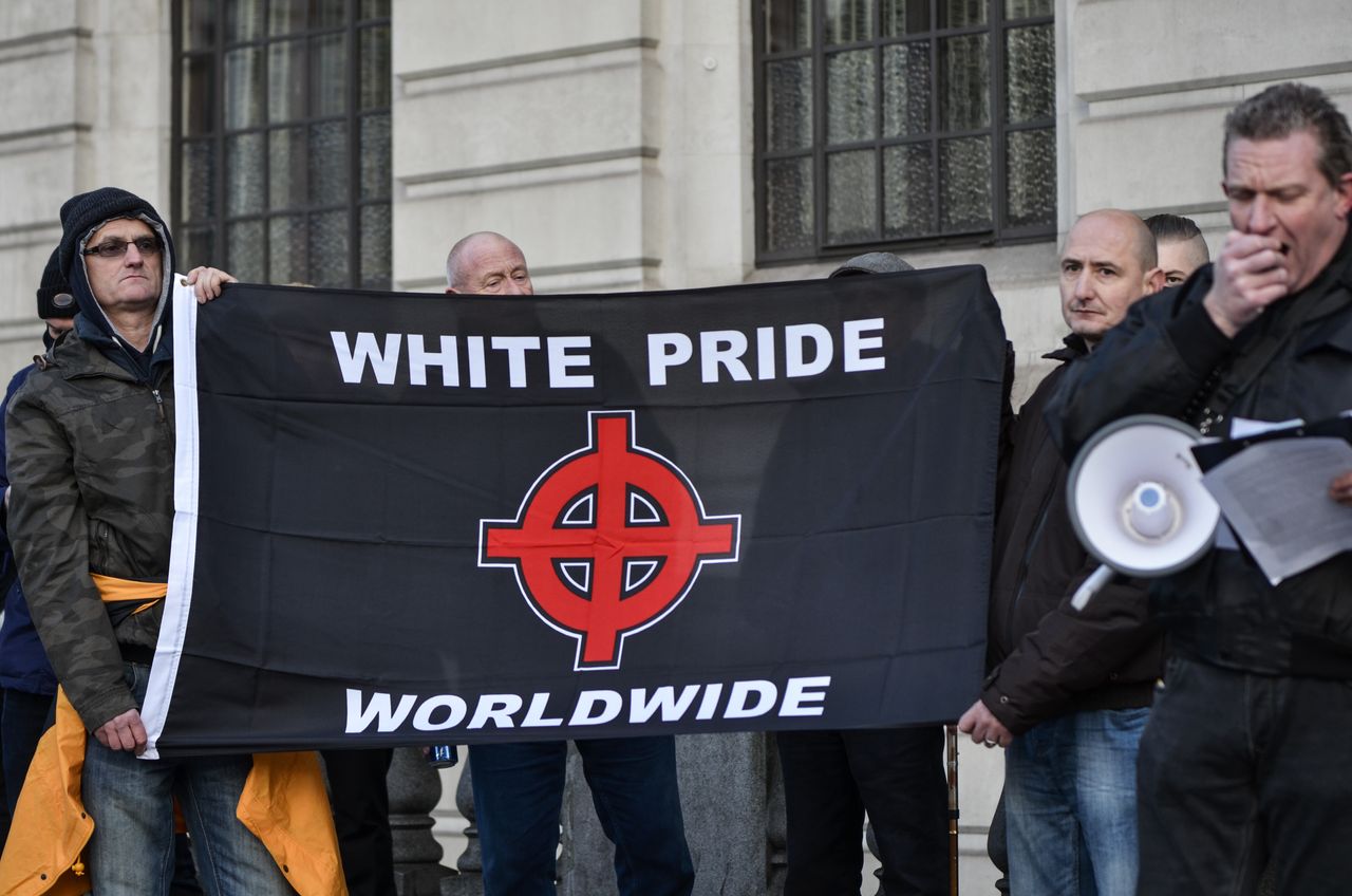 &amp;quot;White Pride Worldwide&amp;quot; members protest in London in January.