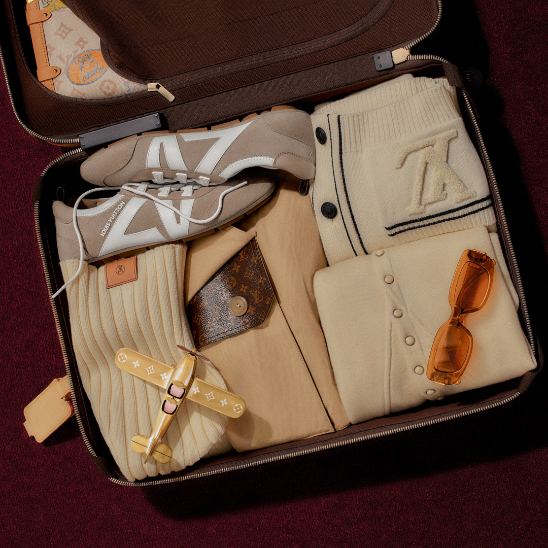 two images featuring Louis Vuitton' Sneakarina shoe