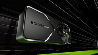 An Nvidia GeForce RTX 4080 Super against a black and green background