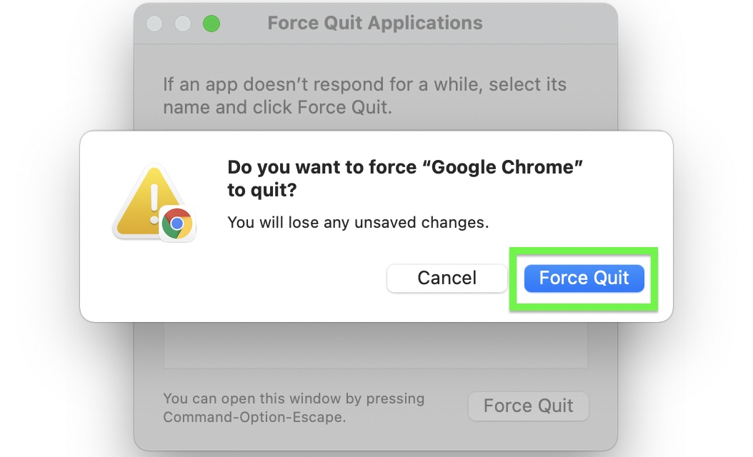 Как принудительно завершить работу на Mac - подтвердите принудительный выход