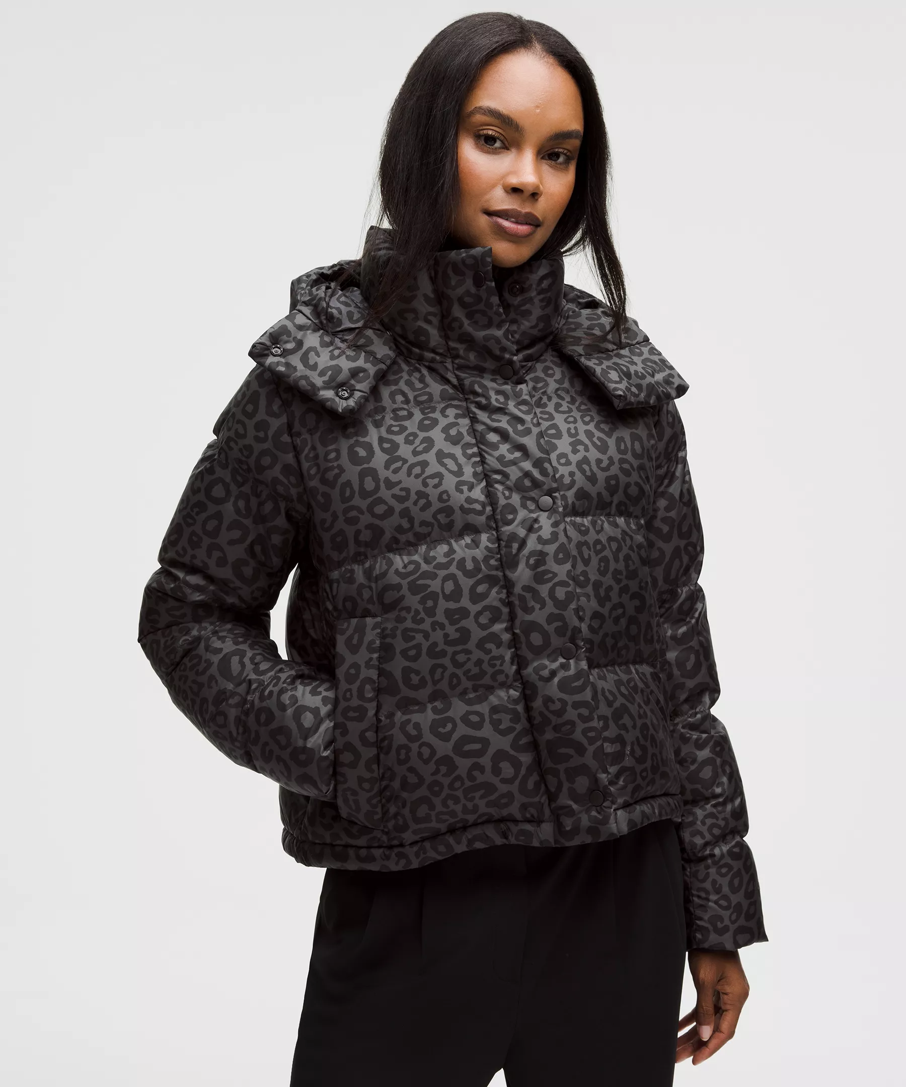 Wunder Puff 600-Down-Fill Cropped Jacket *print - Leopardo Shift Graphite Grey Multi - 0