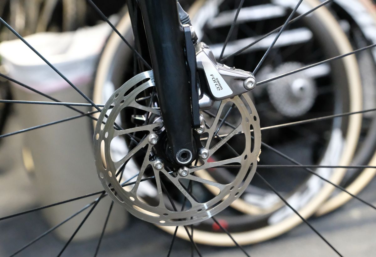 Hyde runs SRAM Force 1 hydraulic brakes with the Centerline rotors