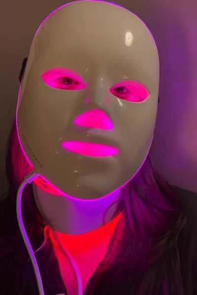 Associate Commerce Editor Brooke Knappenberger tests the Shani Darden by D&eacute;esse PRO LED Light Mask