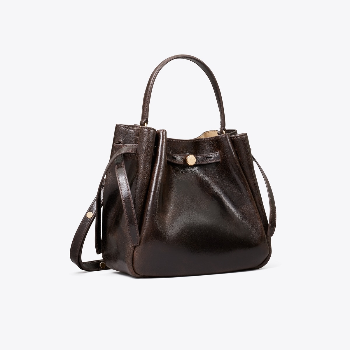 Romy Distressed Bucket Bag in Brown, Size Os