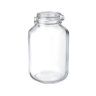 A large glass storage jar