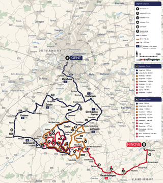 Map and profile of the 2023 Omloop Het Nieuwsblad