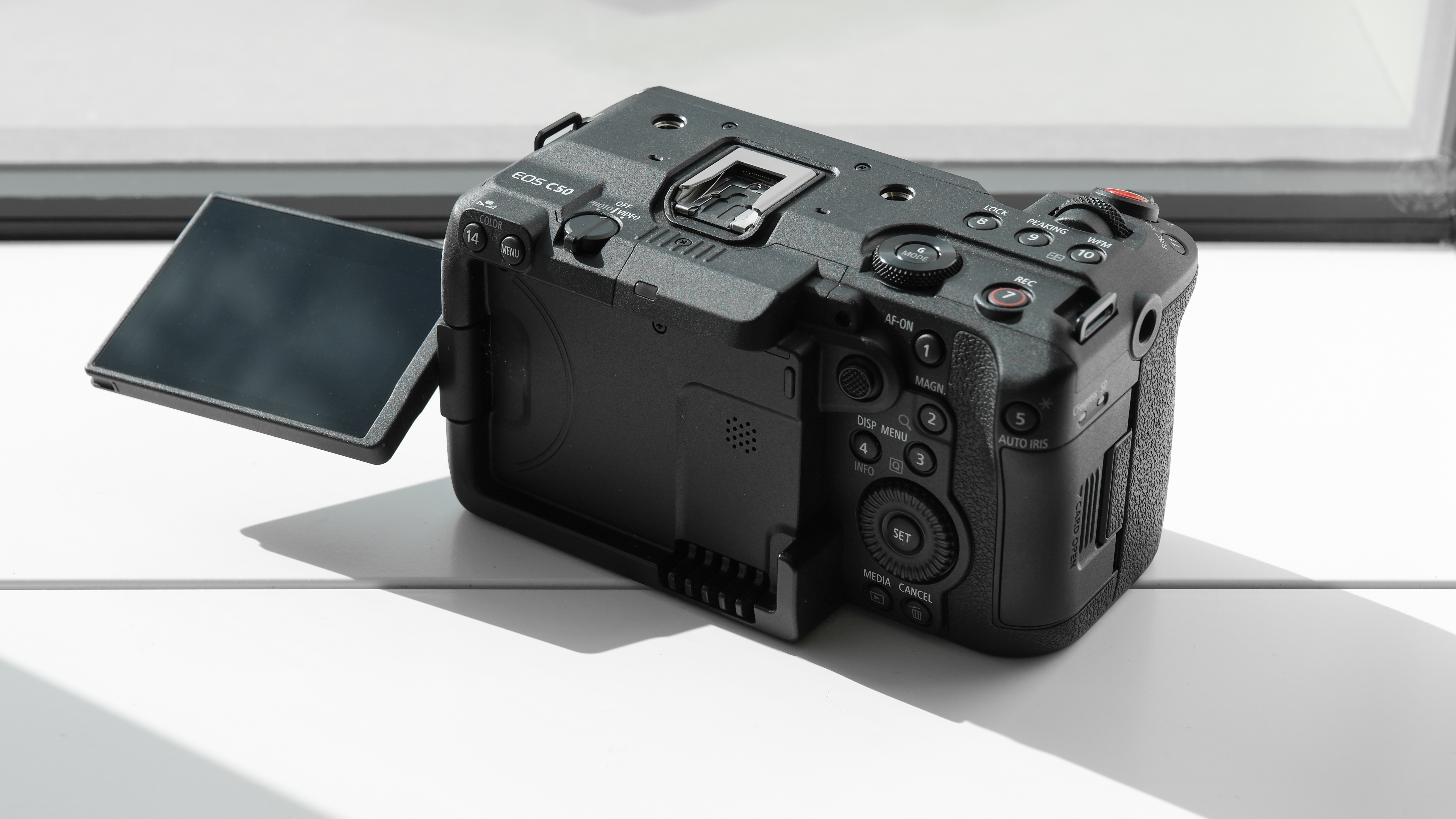 Canon EOS C50 on a white background