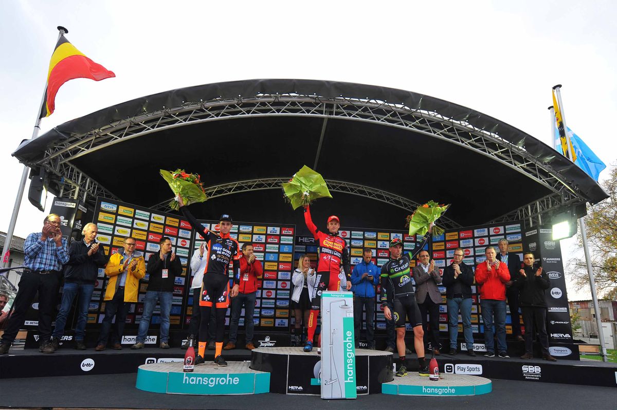 Kevin Pauwels (Sunweb Napoleon Games) celebrates his first win of the season