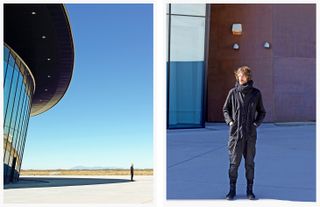 a breathtakingly space-age glass wall curves around one end of the building, Lawrence Midwood, Y-3’s senior director of design, at the Spaceport