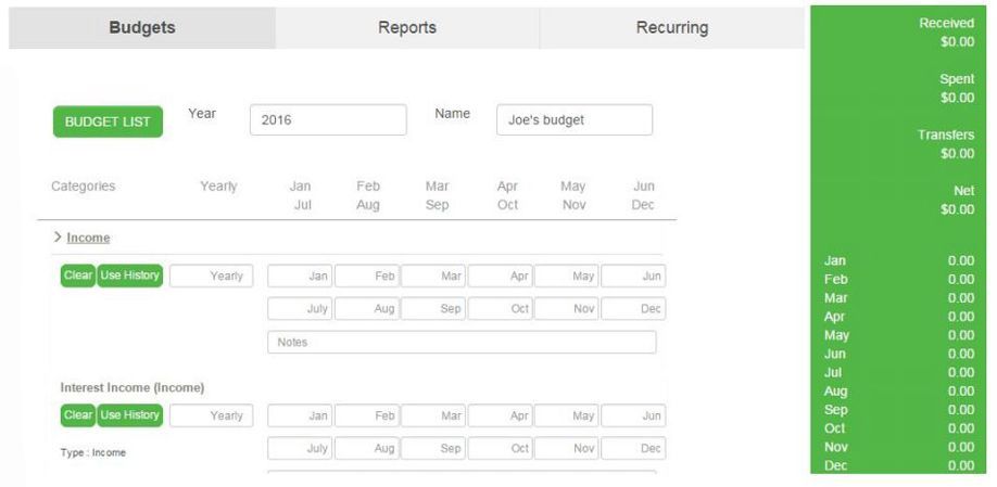 CountAbout image: When setting up a yearly budget, you can add the amounts for a category per month or enter a yearly estimate and the program will prorate it into monthly amounts. You can adjust individual months as needed.