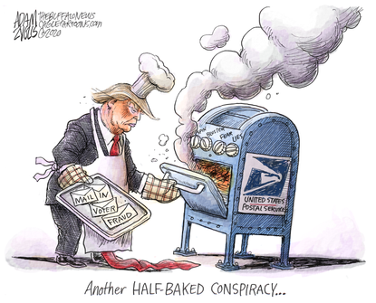 Political Cartoon U.S Trump Attack USPS Postal Service Mail-in Voter Fraud