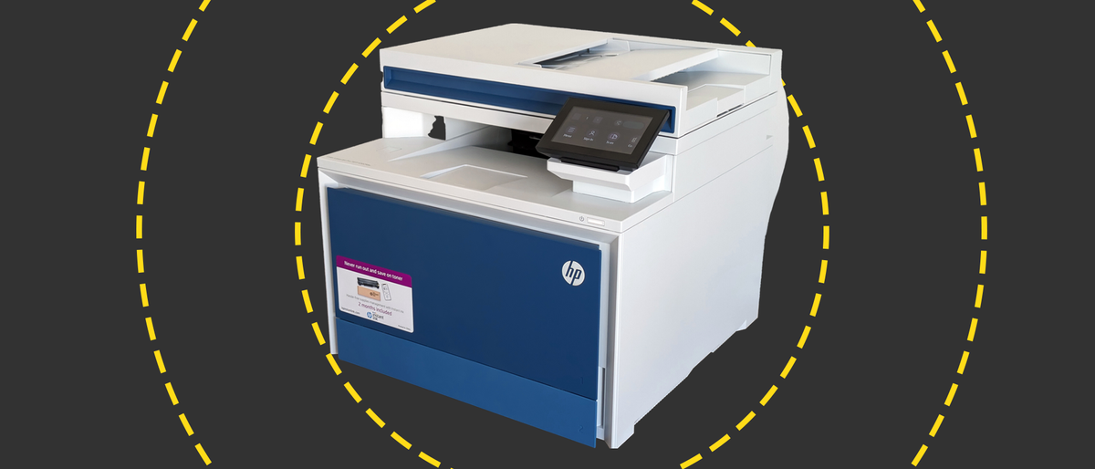 The HP Color LaserJet Pro MFP 4302fdw on the ITPro background