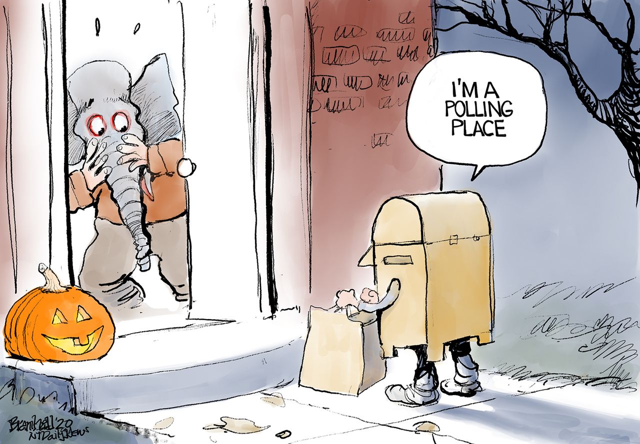 Political Cartoon U.S. GOP polling place election