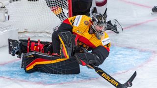 ZURICH, SWITZERLAND - MAY 17: Goalie Philipp Grubauer #30 of Germany makes a stick save during the 2026 IIHF Ice Hockey World Championship Switzerland game between Germany and Latvia at Swiss Life Arena on May 17, 2026 in Zurich, Switzerland. (Photo by RvS.Media/Robert Hradil/Getty Images)