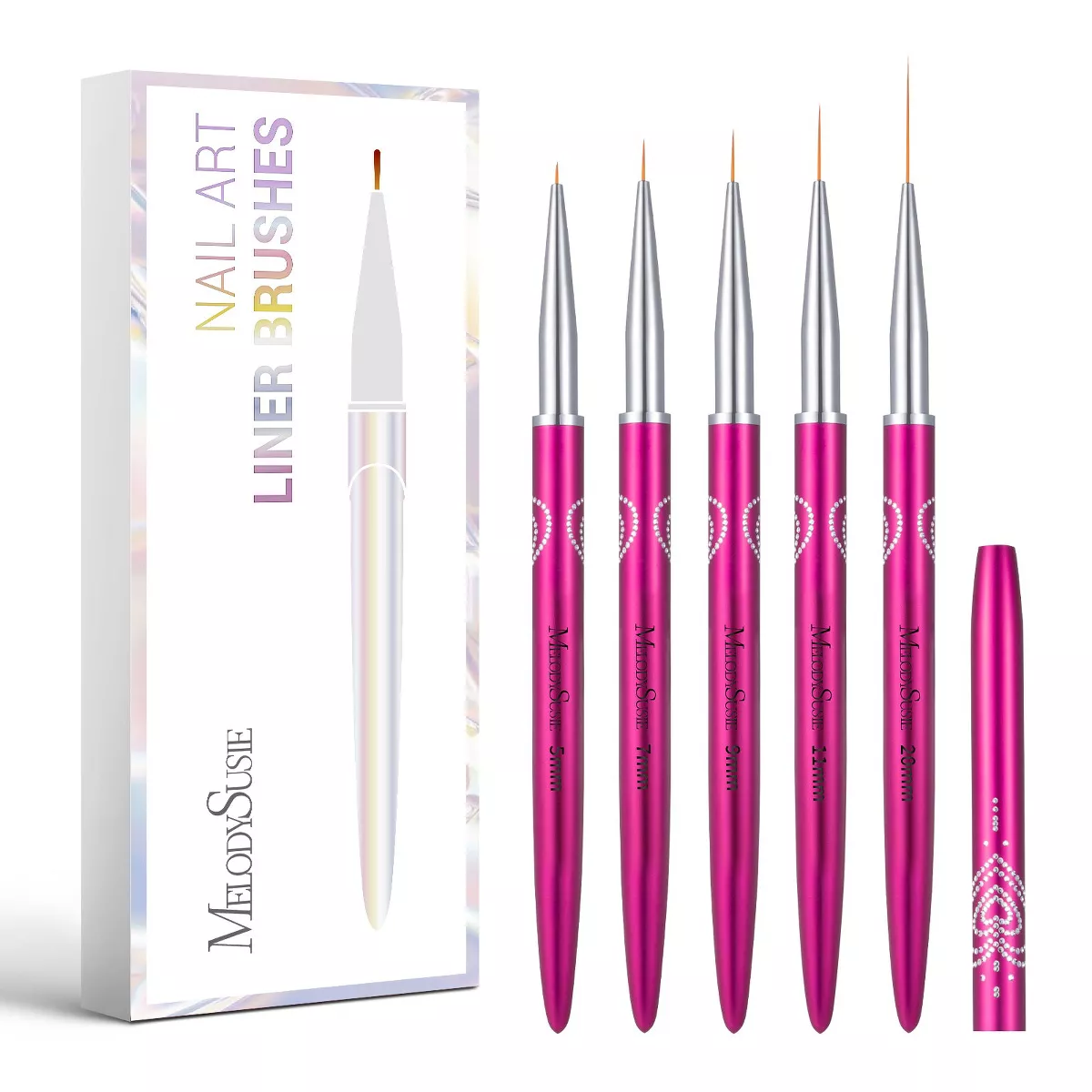 Melodysusie Nail Art Liner Pinsel 5 Stück – Rosa