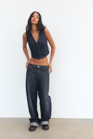 Trf Relaxed Fold Up Low-Rise Jeans