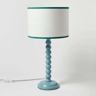 Oliver Bonas light blue bobbin lamp