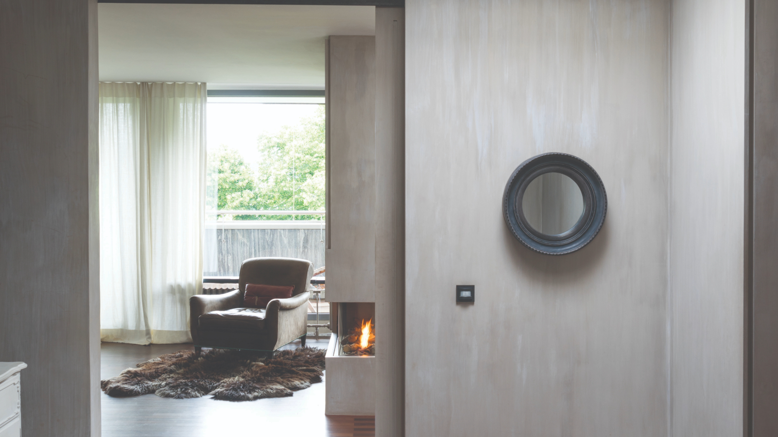 Hallway area with limewash style walls