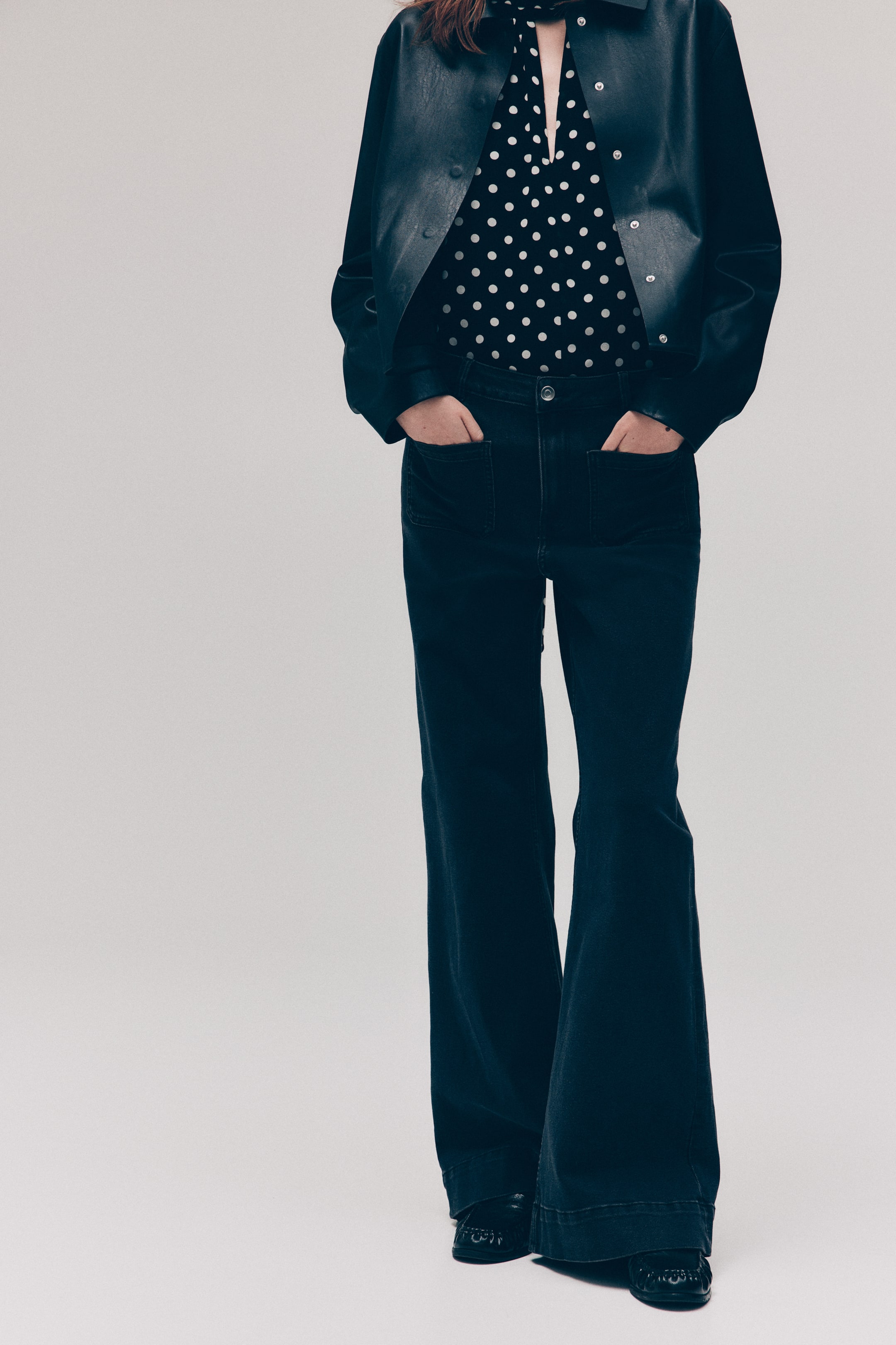 Wide High Waist Jeans - Navy Denim Blue