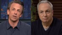Seth Myers hosting Late Night with Seth Meyers and Lorne Michaels in a Saturday Night Live sketch