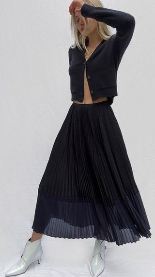 French Connection pleated midi skirt