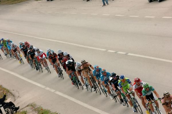 The peloton after the 'breakaway' had taken flight