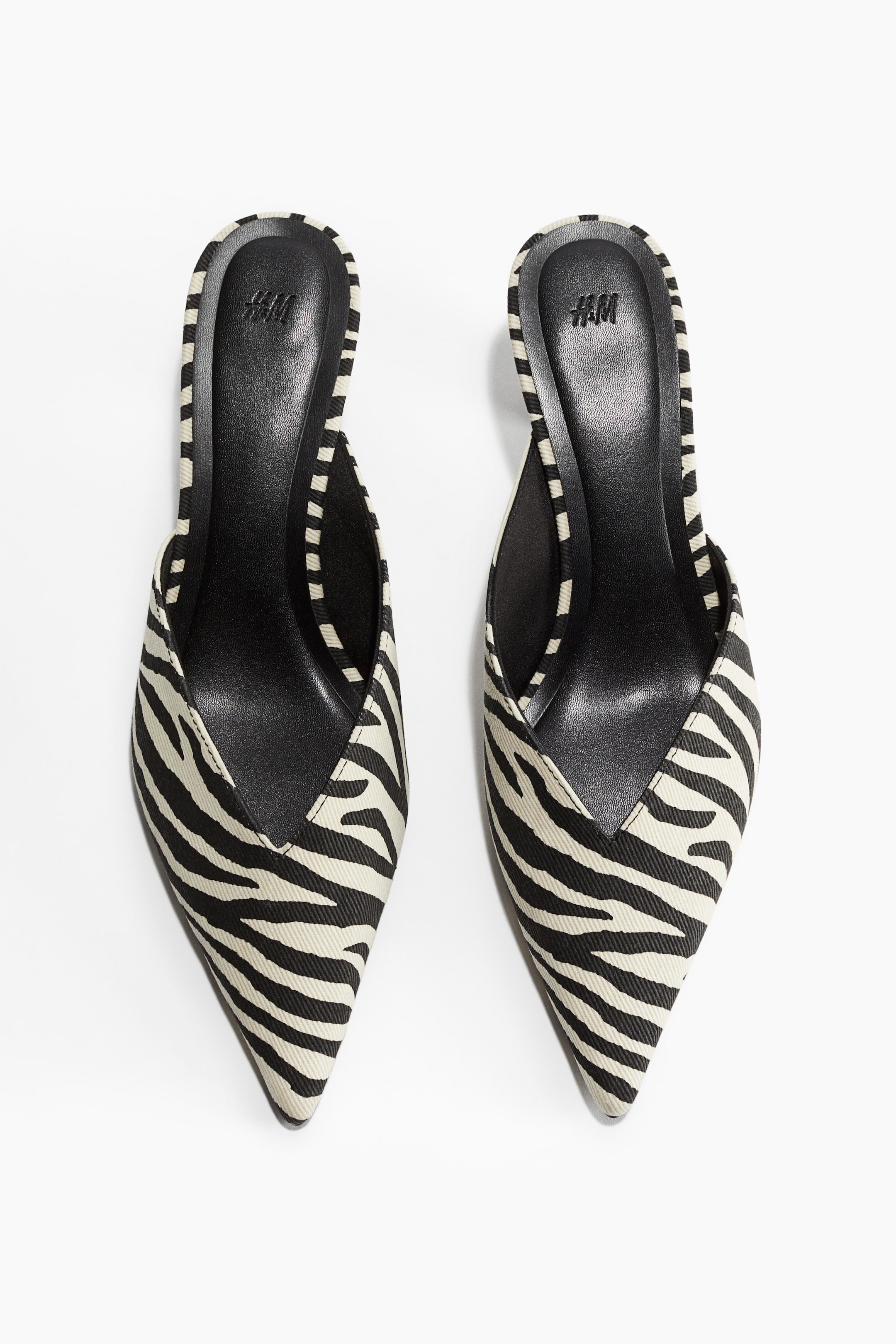 Pointed Mules - Black/zebra Print