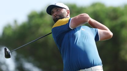 Jon Rahm during the Sunday singles in the Ryder Cup at Marco Simone