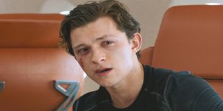 Tom Holland crying as Spider-Man