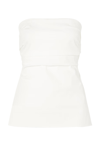 Strapless Tie-Back Ruched Cotton-Blend Top