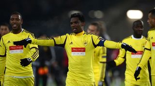 Samuel Eto'o in action for Russian club Anzhi Makhachkala.