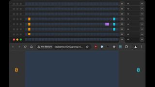 Faviconic Pong within the Chrome browser on macOS