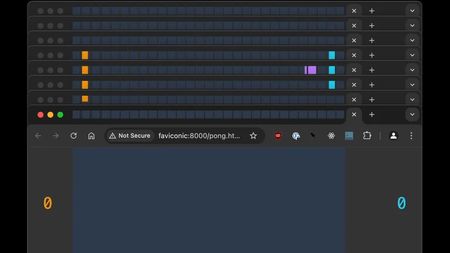 Faviconic Pong within the Chrome browser on macOS