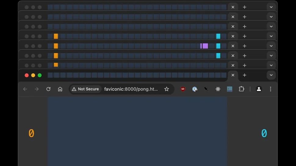 Faviconic Pong within the Chrome browser on macOS