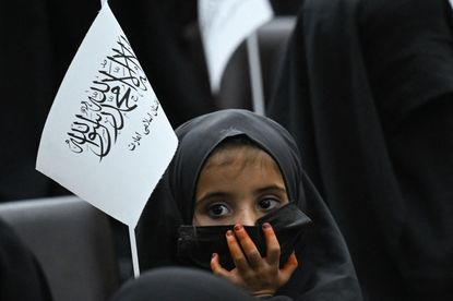 Girl at pro-Taliban event