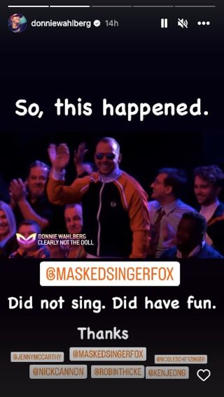 Donnie Wahlberg Masked Singer Instagram