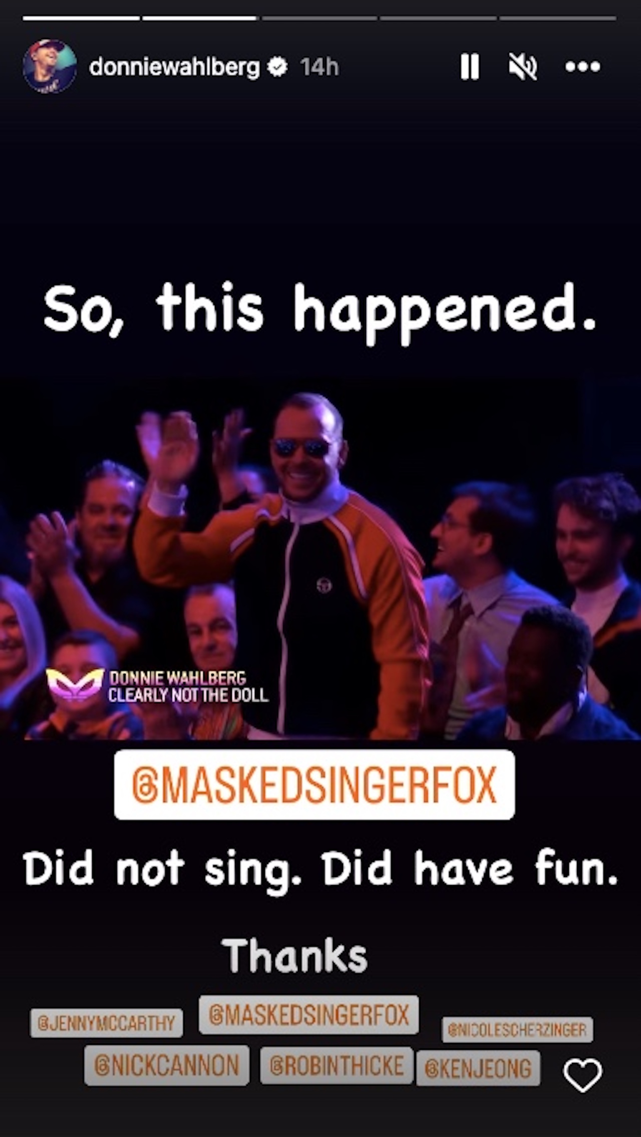 Donnie Wahlberg Masked Singer Instagram