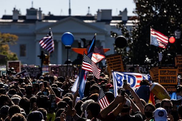 The scene outside the White House.